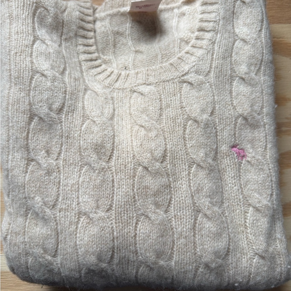Women's Vintage Abercrombie Cream Knit Sweater size large. 100% Wool. - Picture 2 of 11